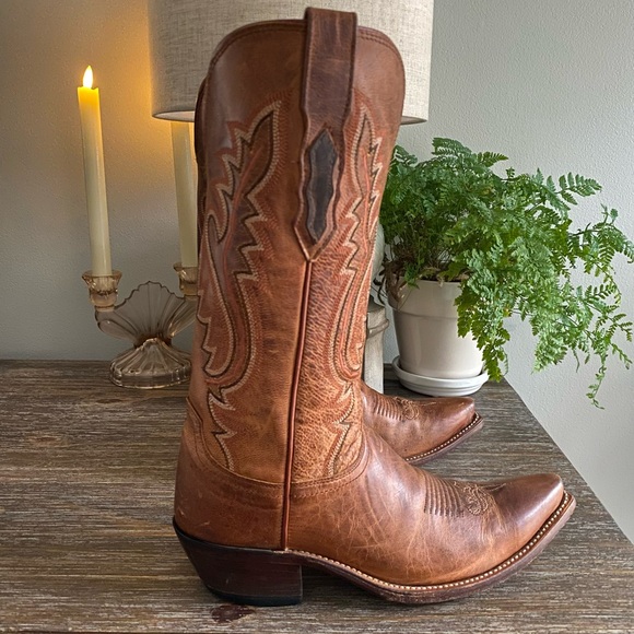 Luchesse Mad Dog Madras Goat Leather Western Cowboy Cowgirl Boots Womens 7 Tan - Picture 8 of 15